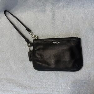 Coach Sleek Black Leather Wristlet